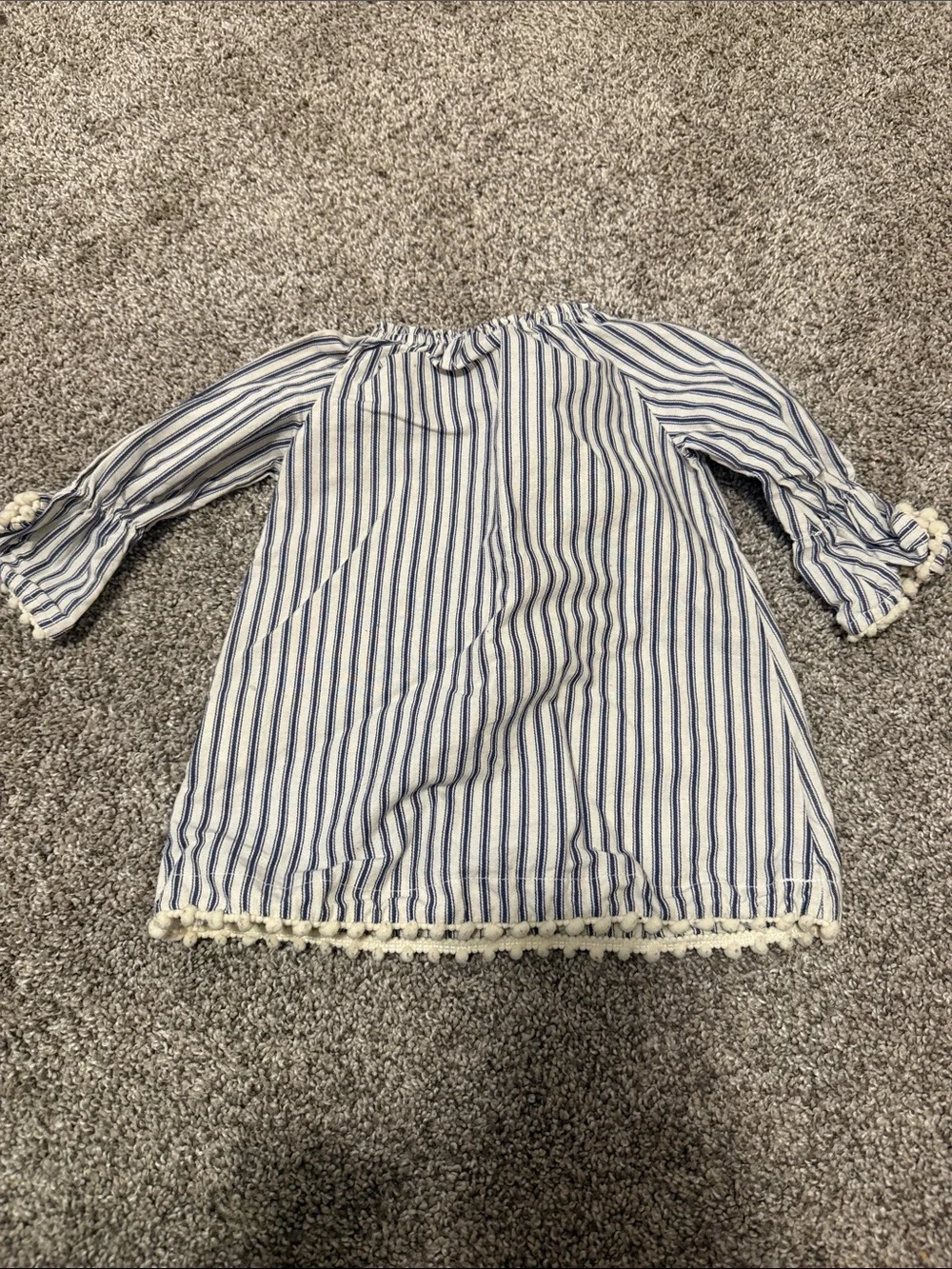 Mud Pie Blue & White Striped Santa Applique Dress with Green Star
